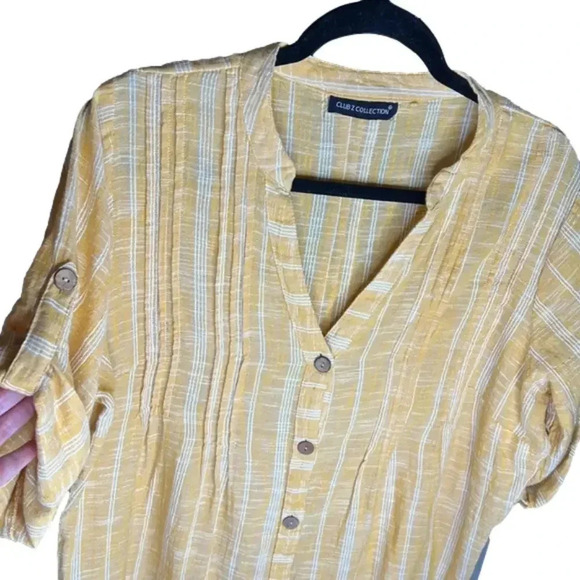 Club Z Collection Vintage Mustard Yellow Cotton Striped Tunic Dress - Picture 6 of 8